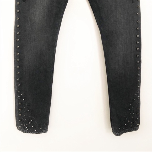 Polo Ralph Lauren Callen Studded High Rise Slim Jeans Black Sz 24 - Picture 4 of 13